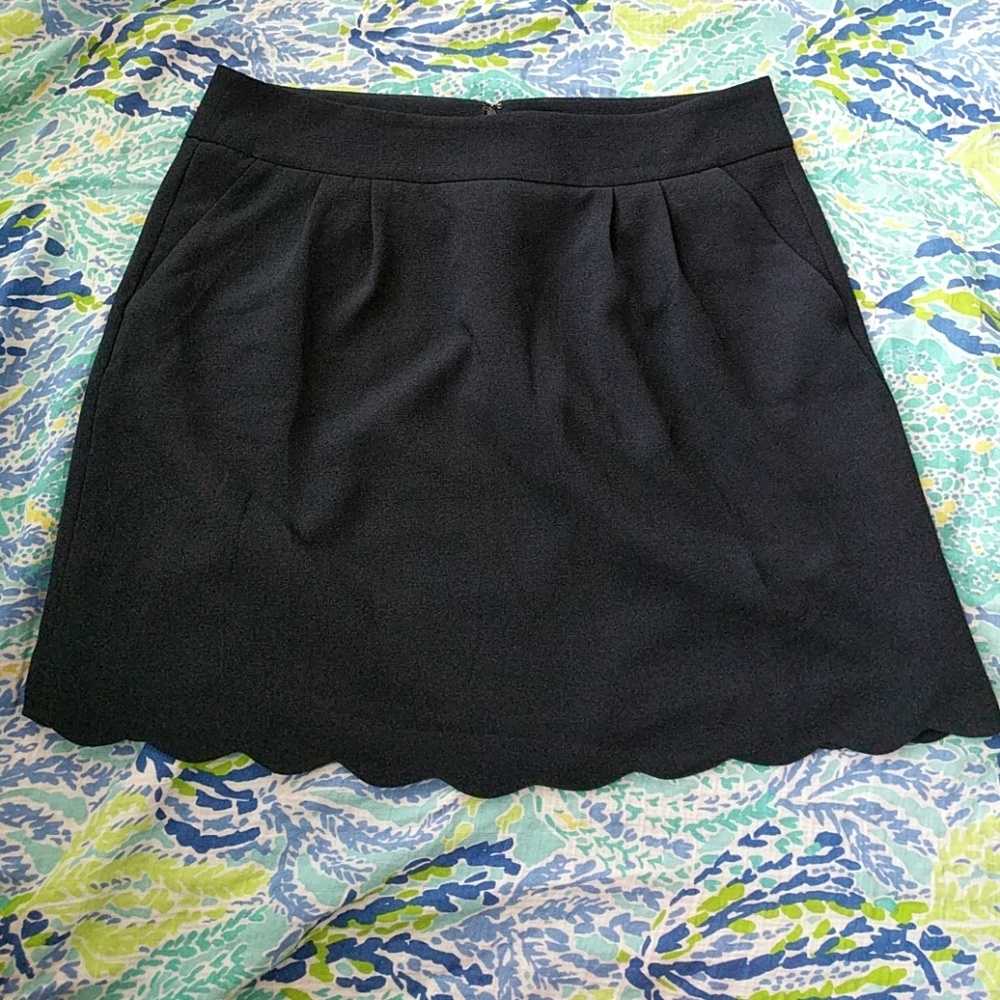 Loft Scallop Navy Skirt, sz 14